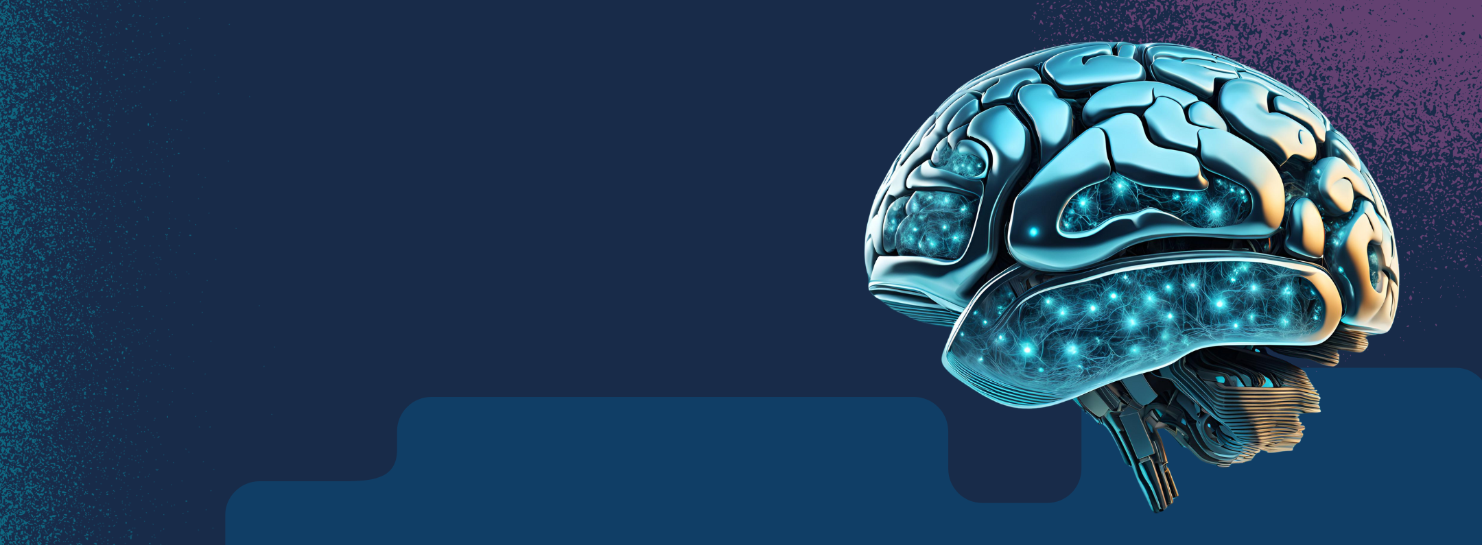 brain with circuitry inside of it against dark blue background